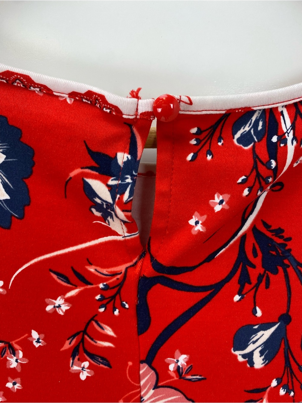 New York & Company Red Floral Fit-and-Flare Dress - Picture 5 of 8